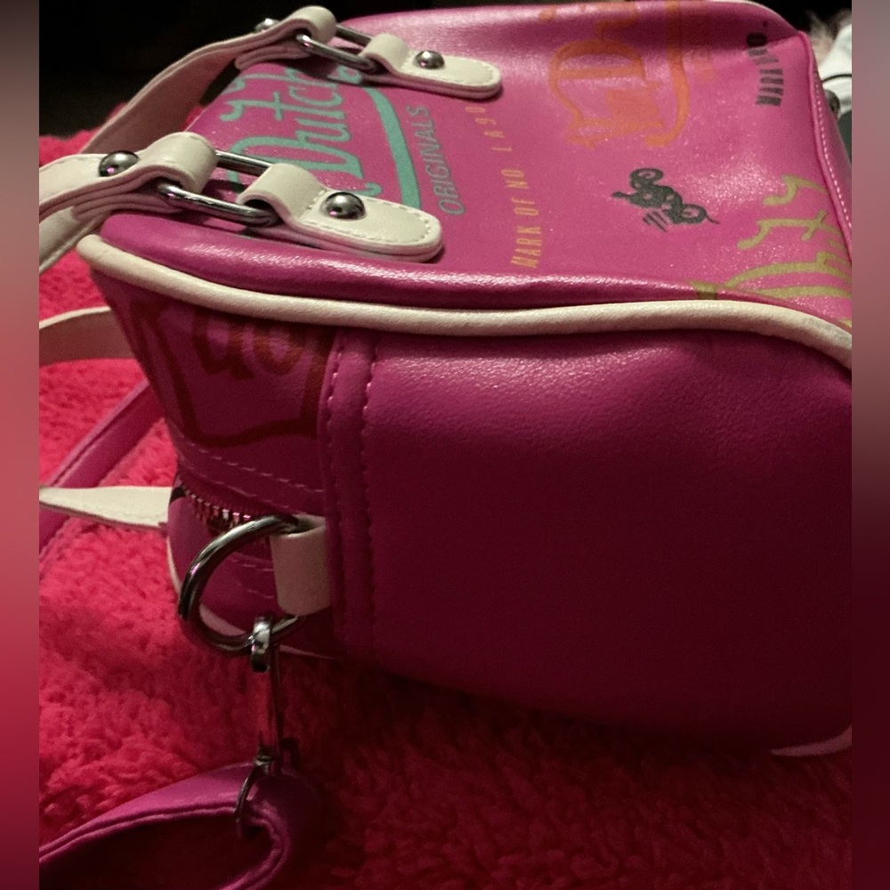 Von Dutch Pink Mini Satchel with White Handles - Picture 11 of 14